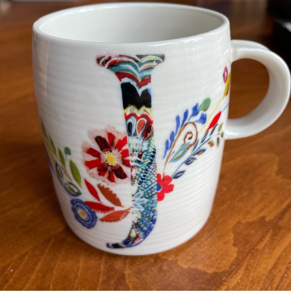 Starla Halfman "J" Initial Monogram Floral Mug